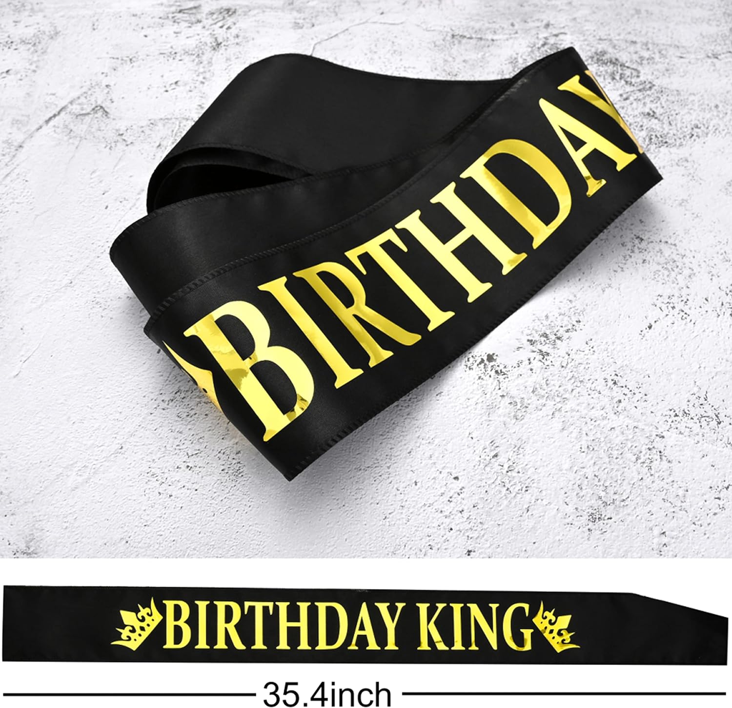 Birthday King Crown and Sash for Men - Gold Design