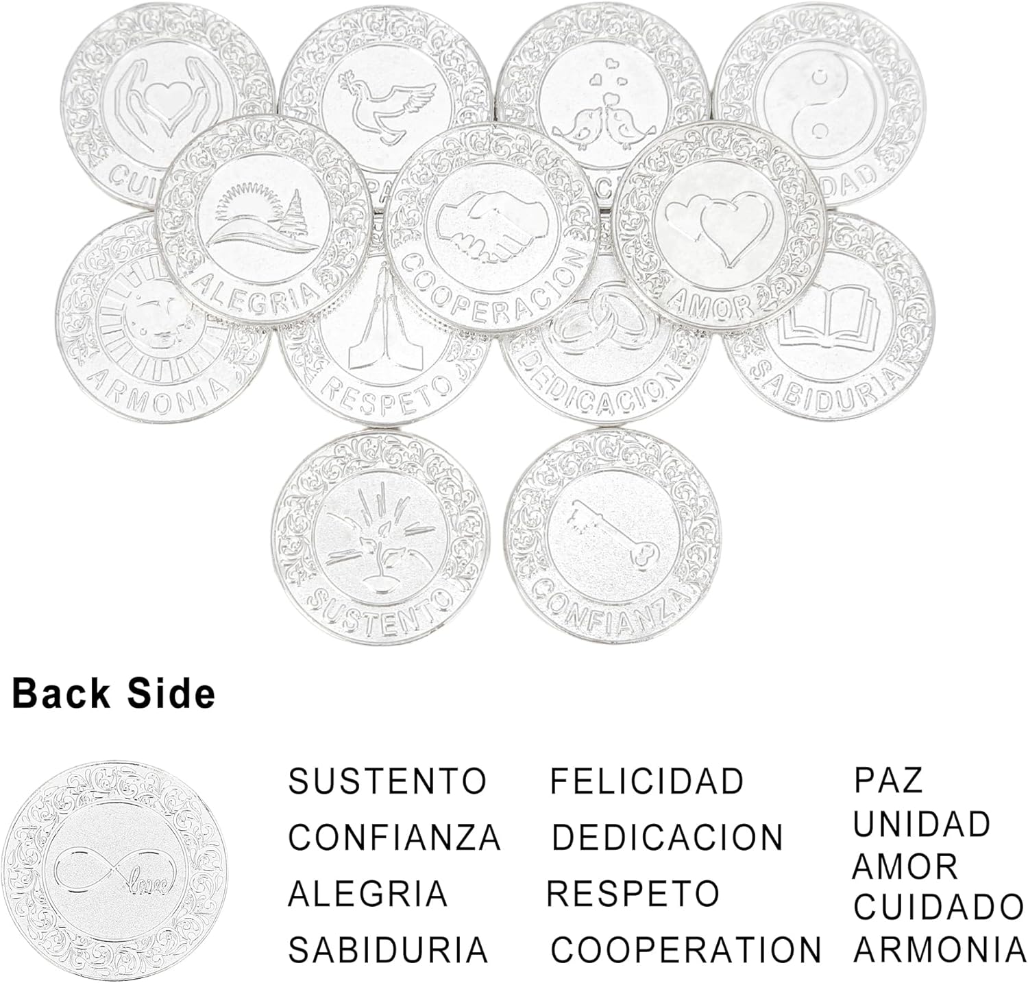 TINGKU Silver Wedding Coins Set for Catholic Ceremony