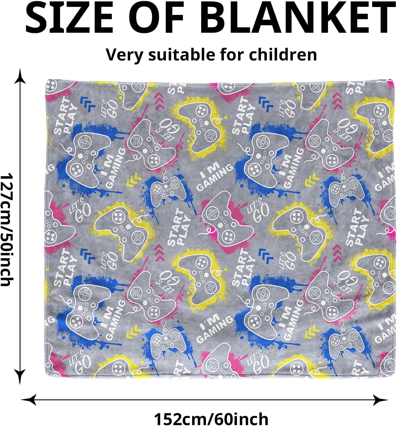 Glow in the Dark Gaming Blanket for Kids and Teens
