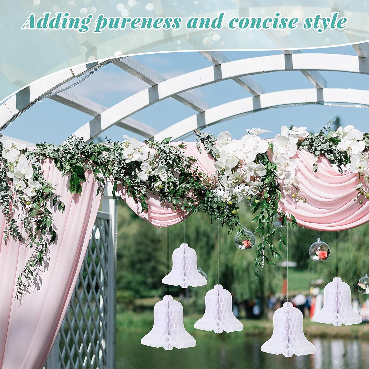 Leitee 12 Piece White Honeycomb Bells Decorations