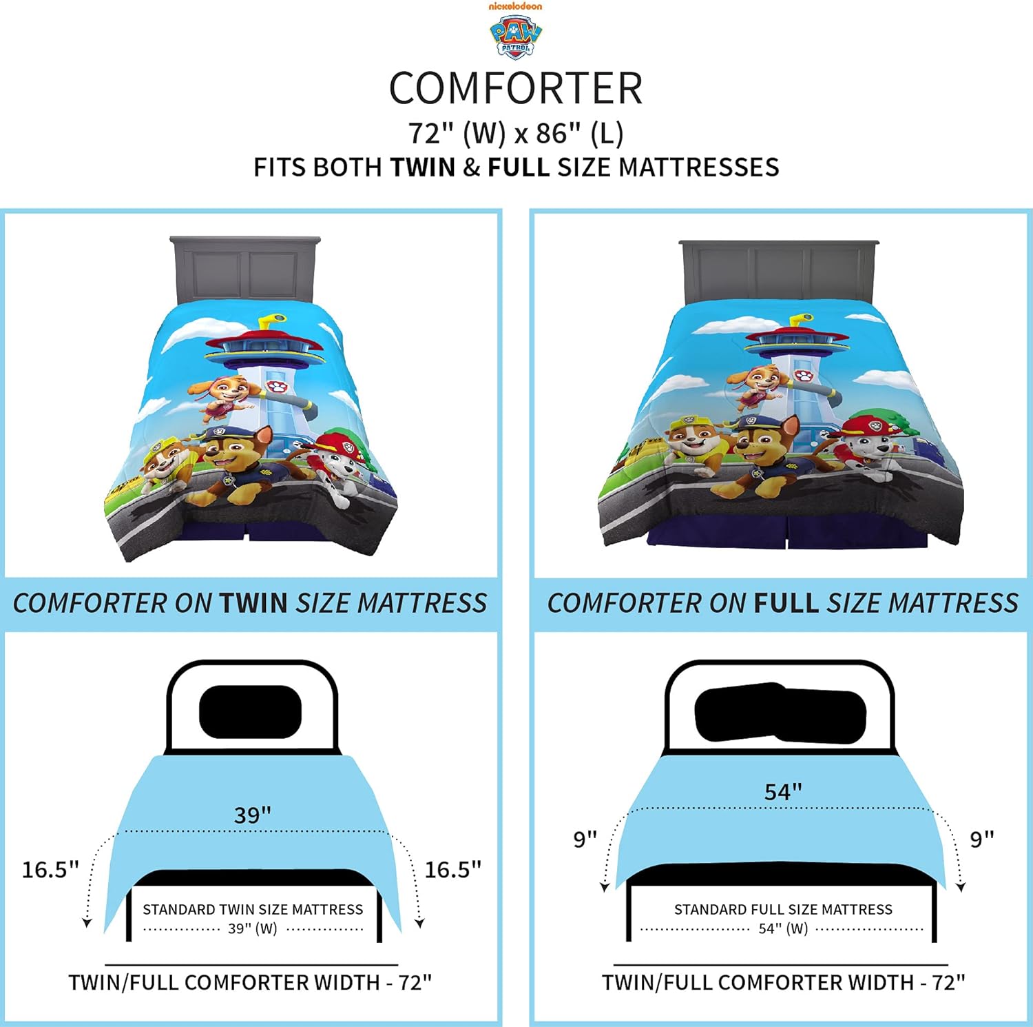 Franco Kids Bedding Reversible Microfiber Comforter with Paw Patrol Design