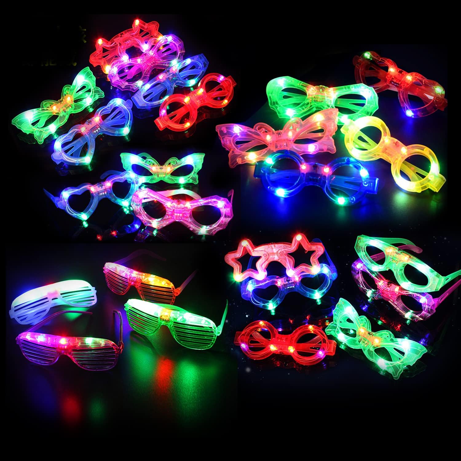 21 Pcs LED Glasses 7 Shapes Party Favor for Kids Adults