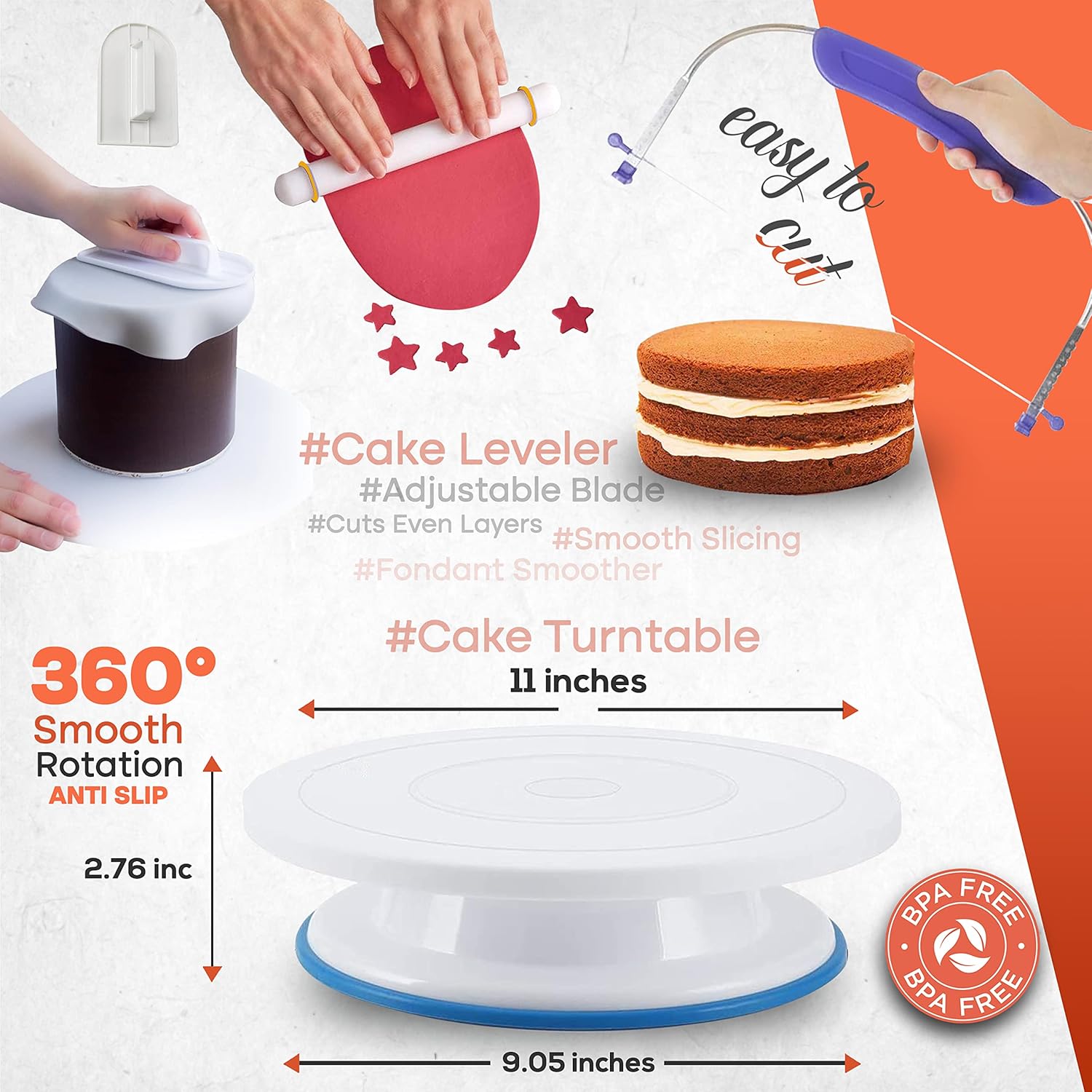 RFAQK 230pcs Cake Decorating Kit with Turntable and Tips