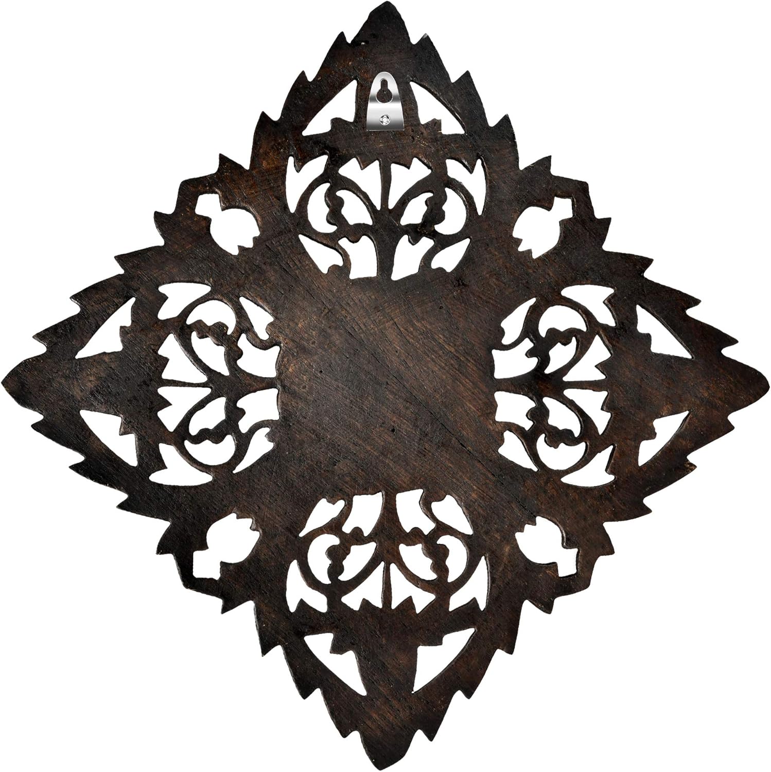AeraVida Elegant Blossom Carved Teak Wood Wall Art