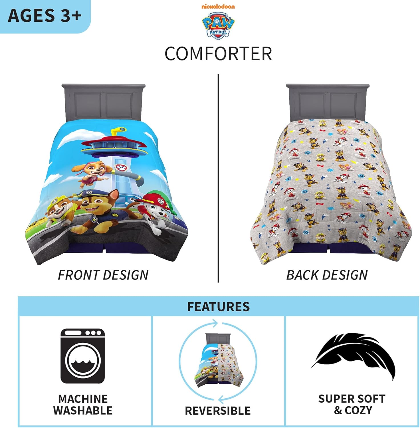 Franco Kids Bedding Reversible Microfiber Comforter with Paw Patrol Design
