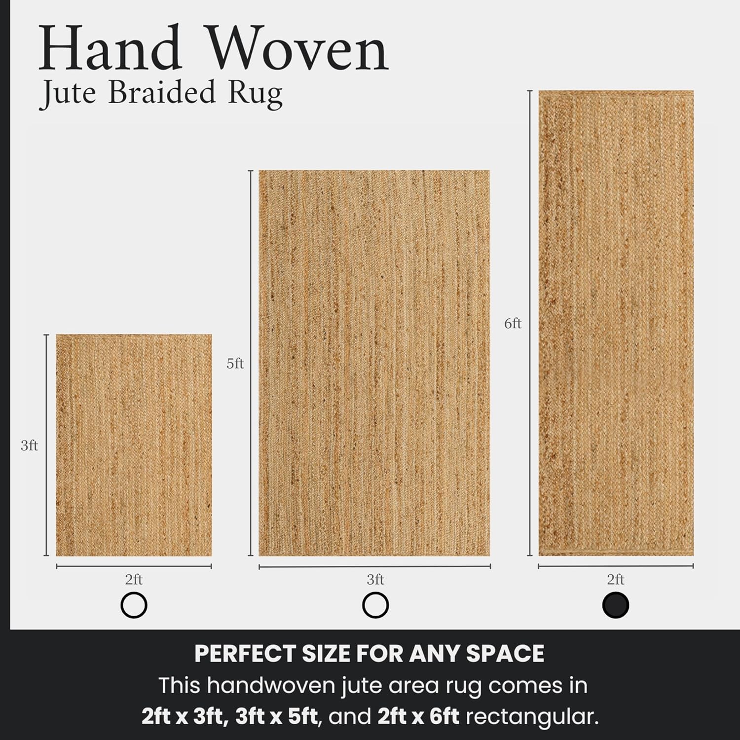 SpoiledHome Jute Rug 2x6 Natural Runner with Non-Slip Backing