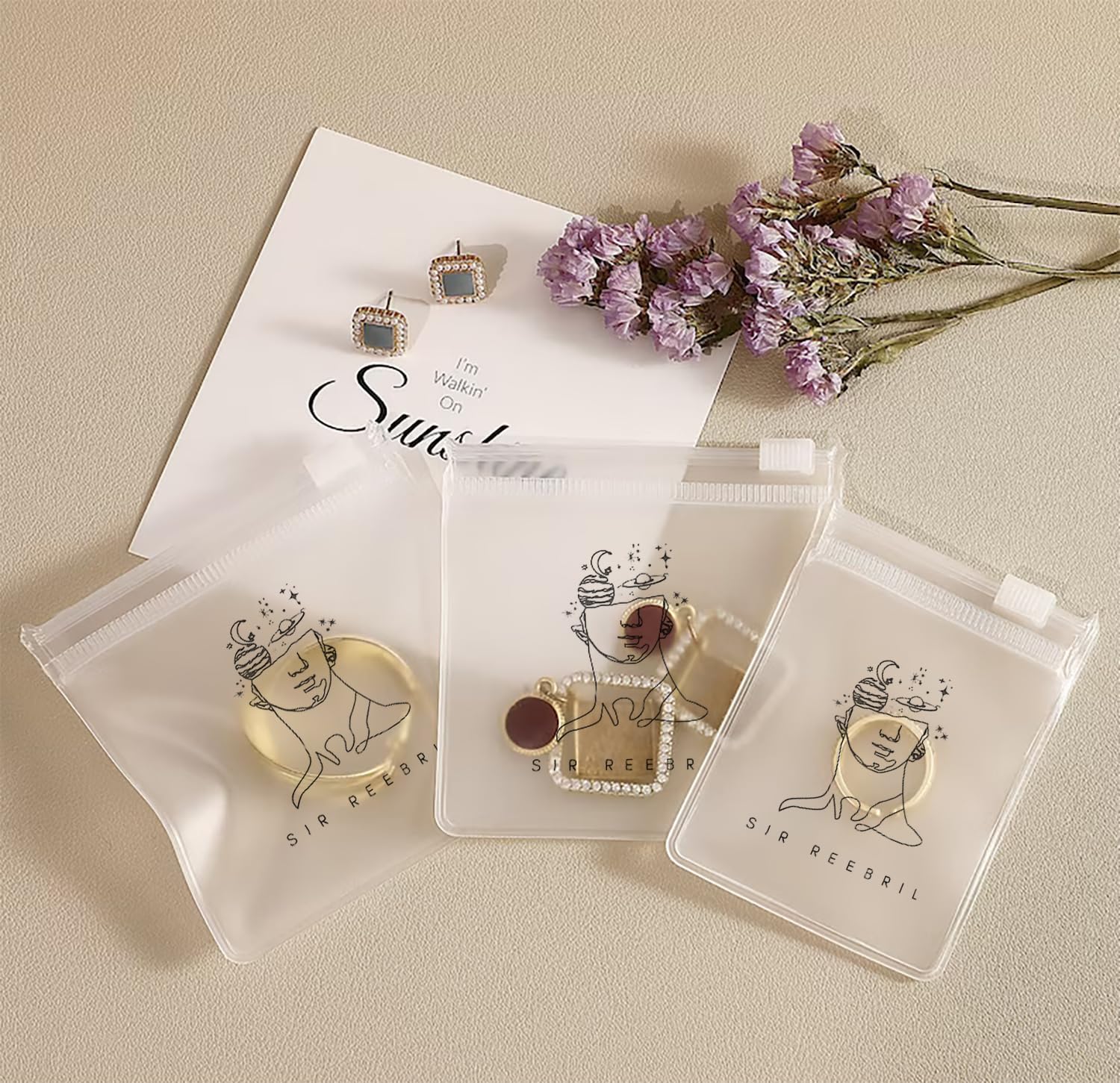 Customizable Frosted Jewelry Zipper Bags 8x8cm