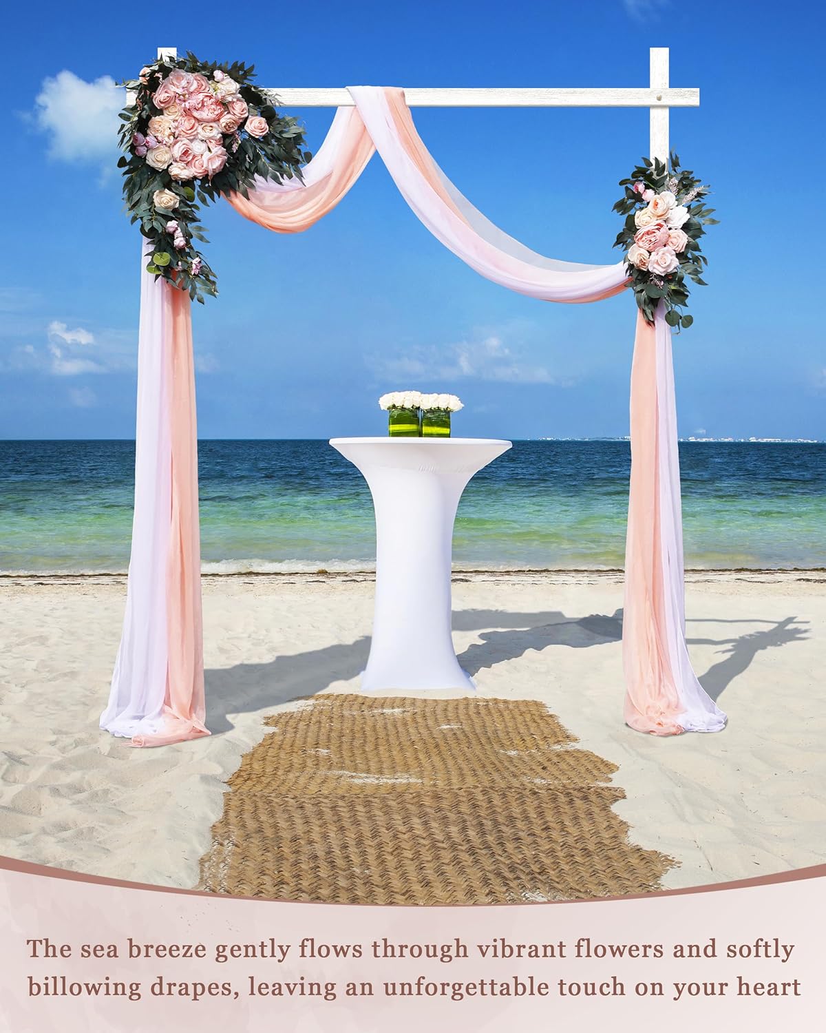 Fonyick Wedding Arch Flowers with Draping Fabric Set of 4
