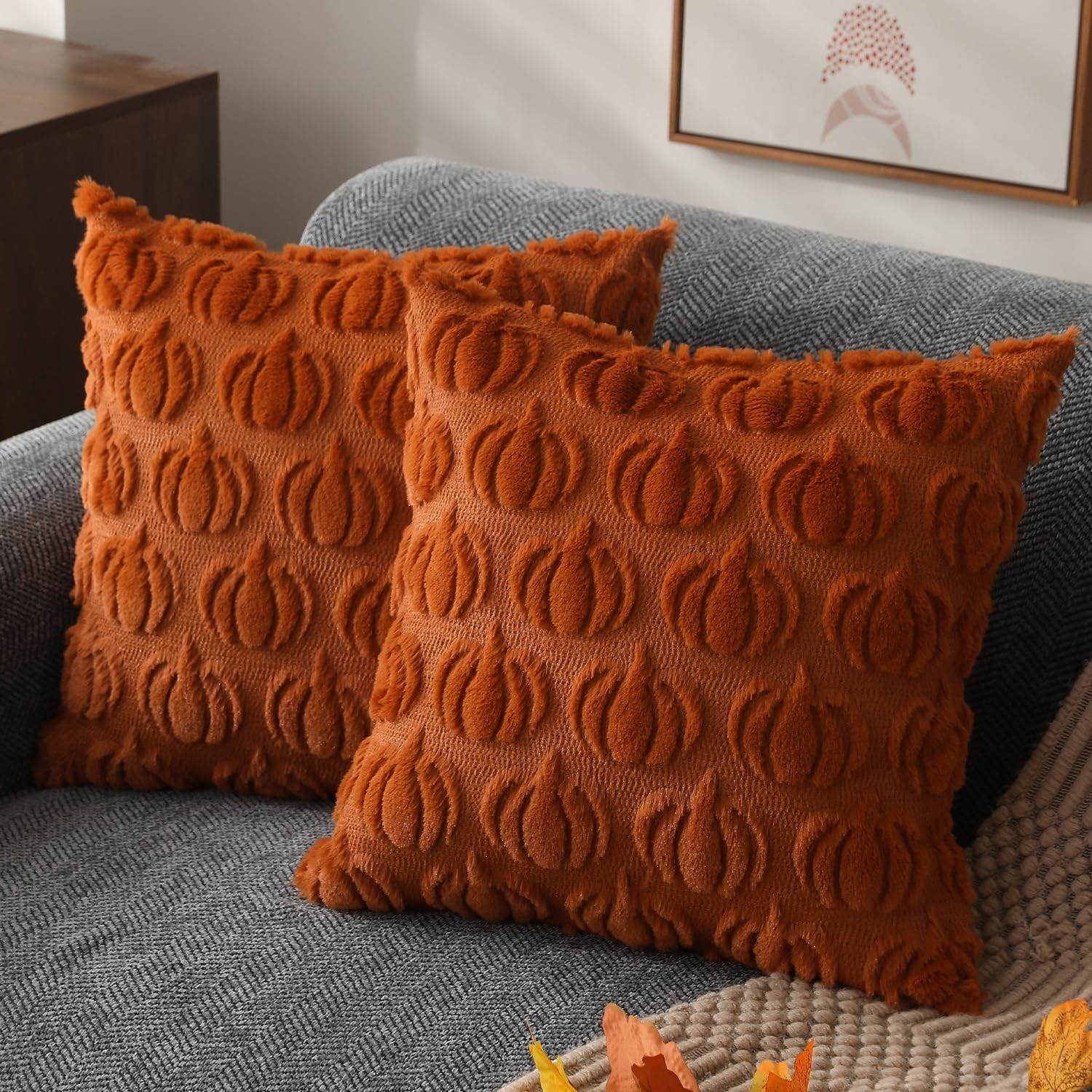 DFXSZ Plush Fall Pillow Covers Set of 2 18x18