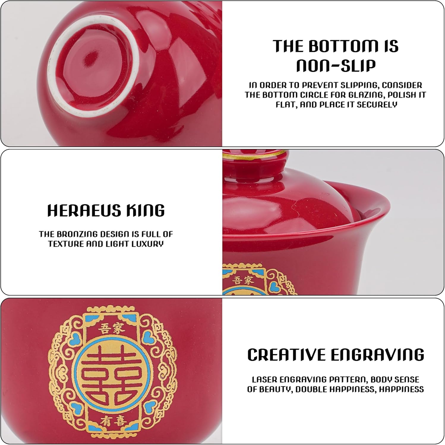 Chinese Red Tea Cup Set for Wedding and Party
