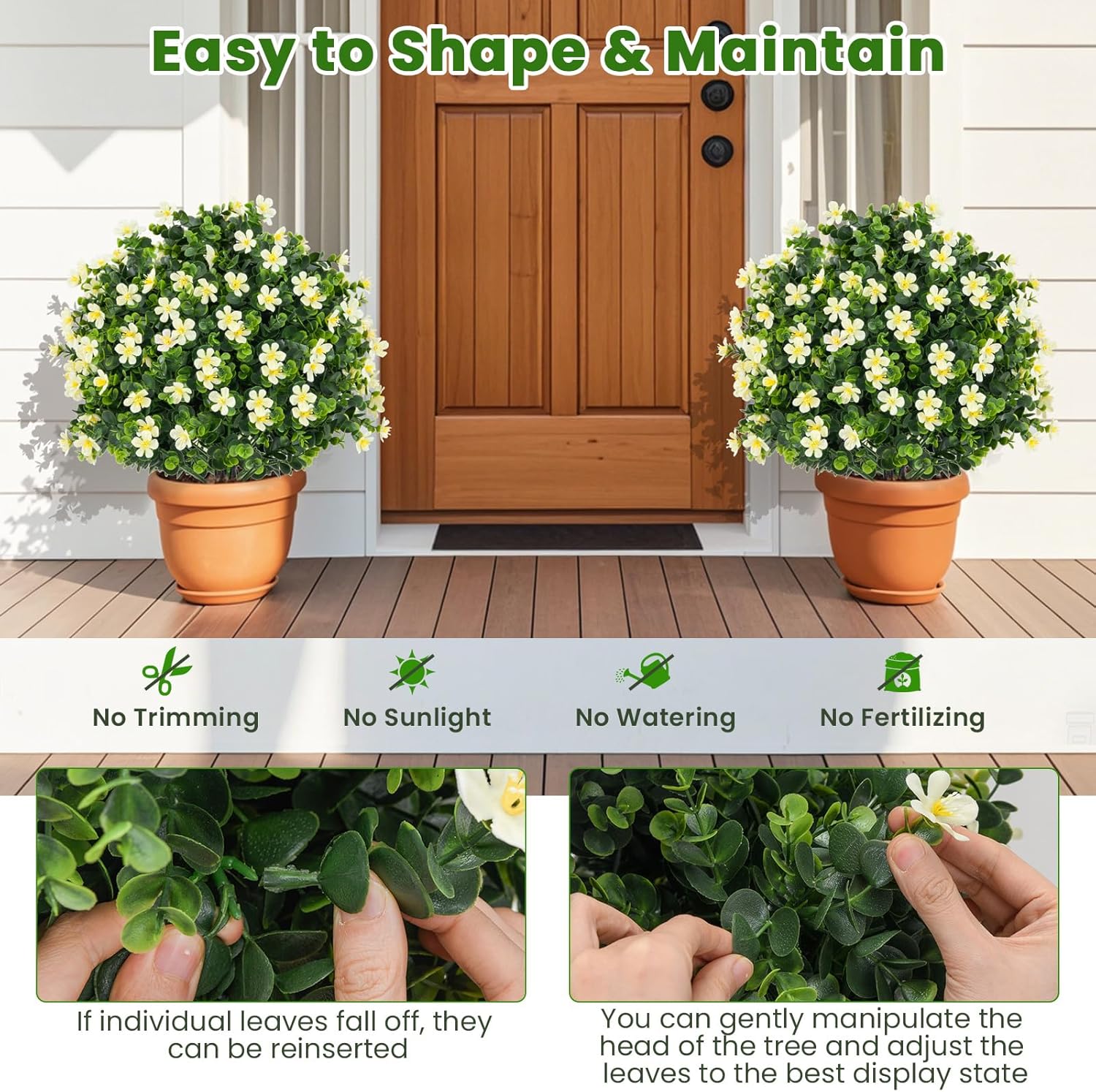 Goplus 215 Inch Artificial Boxwood Topiary Ball Tree Set of 2
