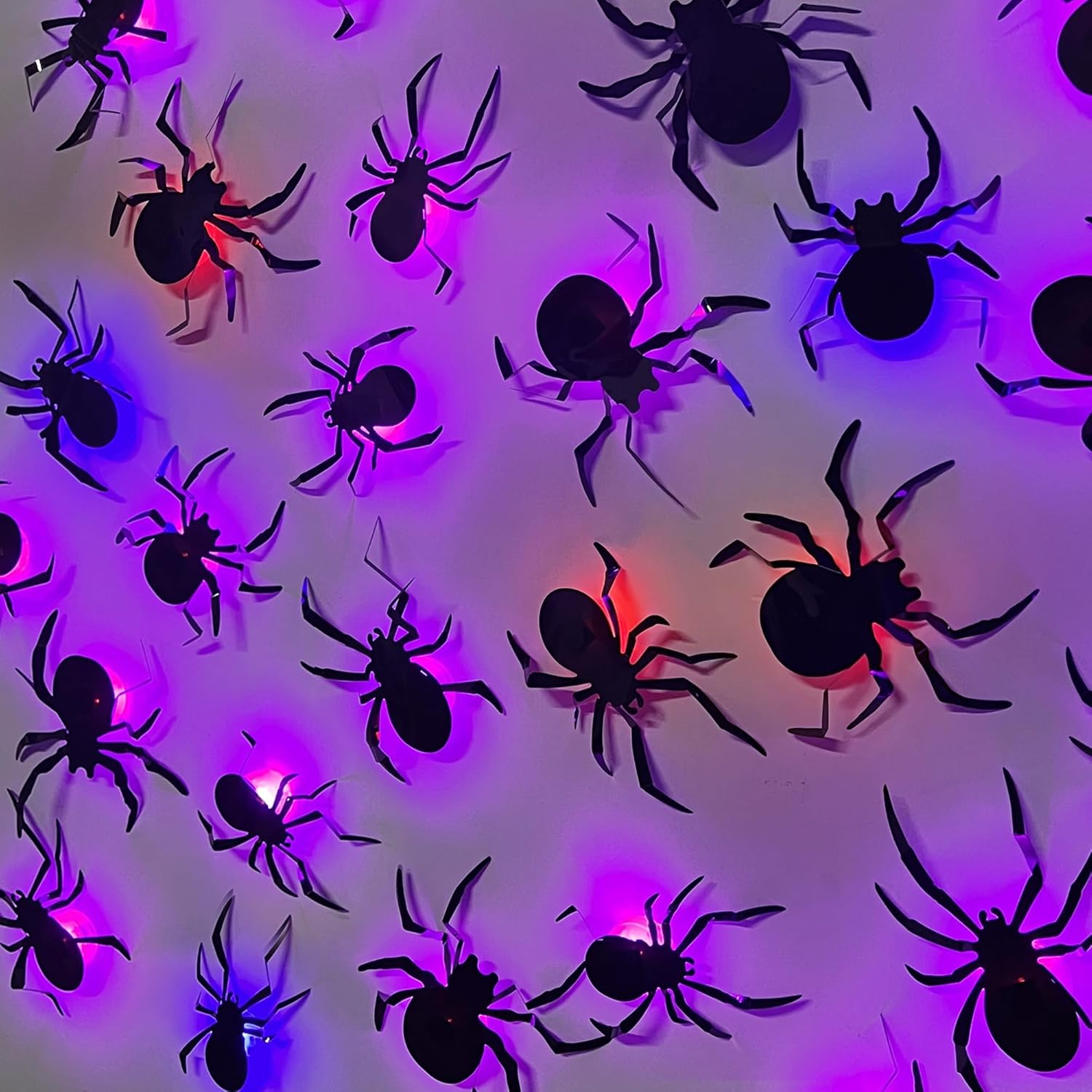 DRDUDU 36 Halloween Spider Wall Decor with LEDs