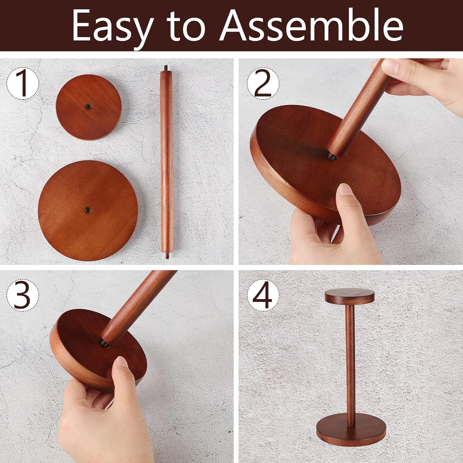 Chunful 2 Piece Rustic Wood Hat Display Stand