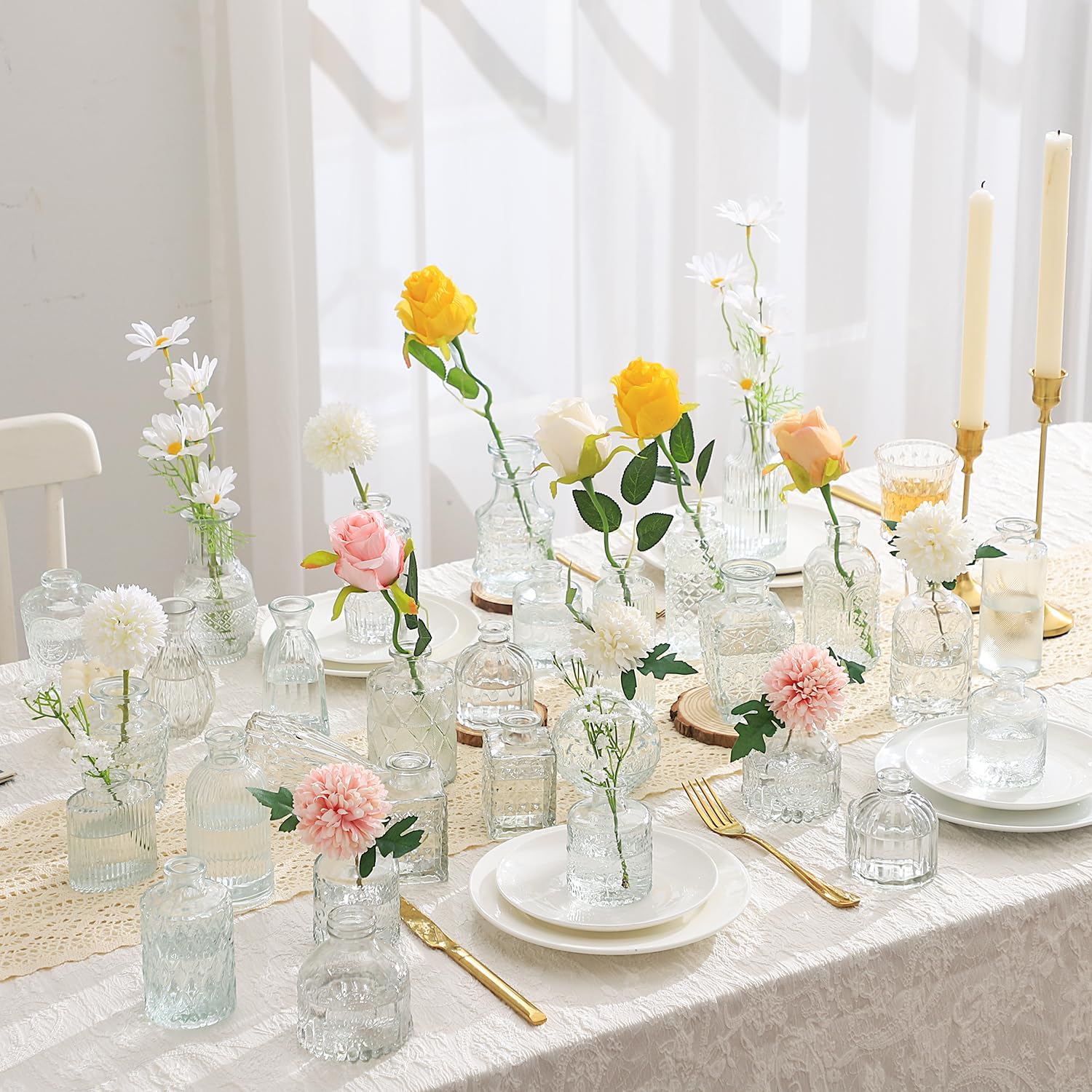 Rollescera Clear Glass Bud Vases in Bulk 30