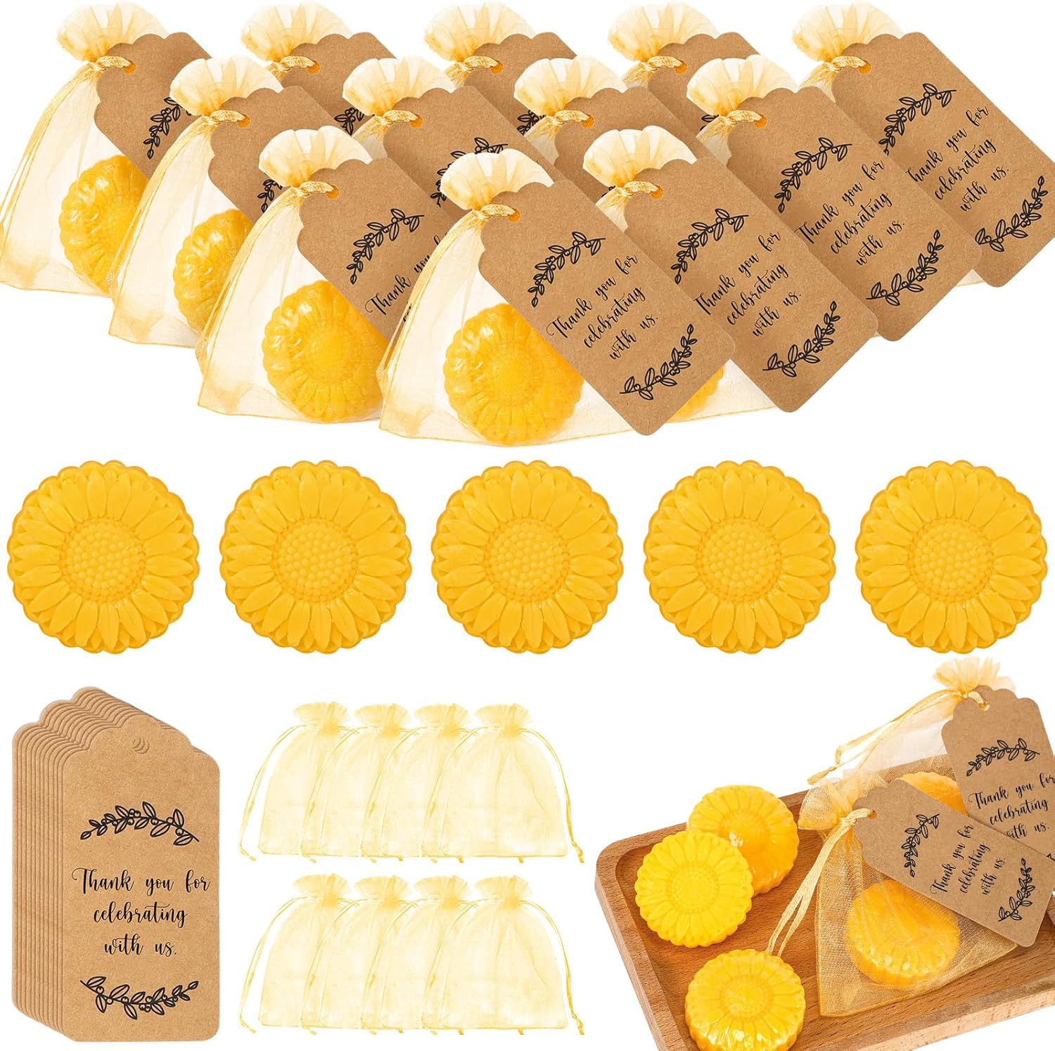 Demissle 50 Piece Sunflower Soap Favors