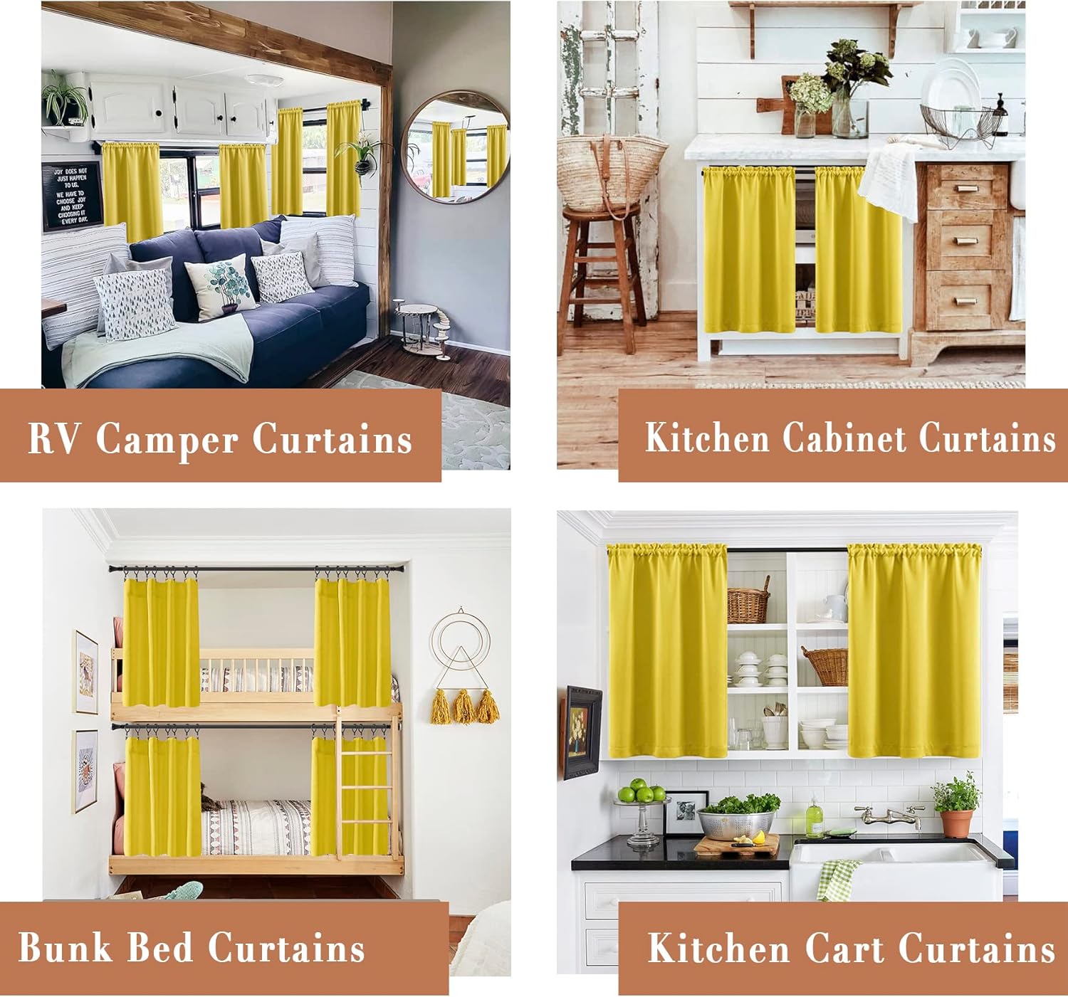 XTMYI Short Mustard Yellow Curtains 2 Panel Set