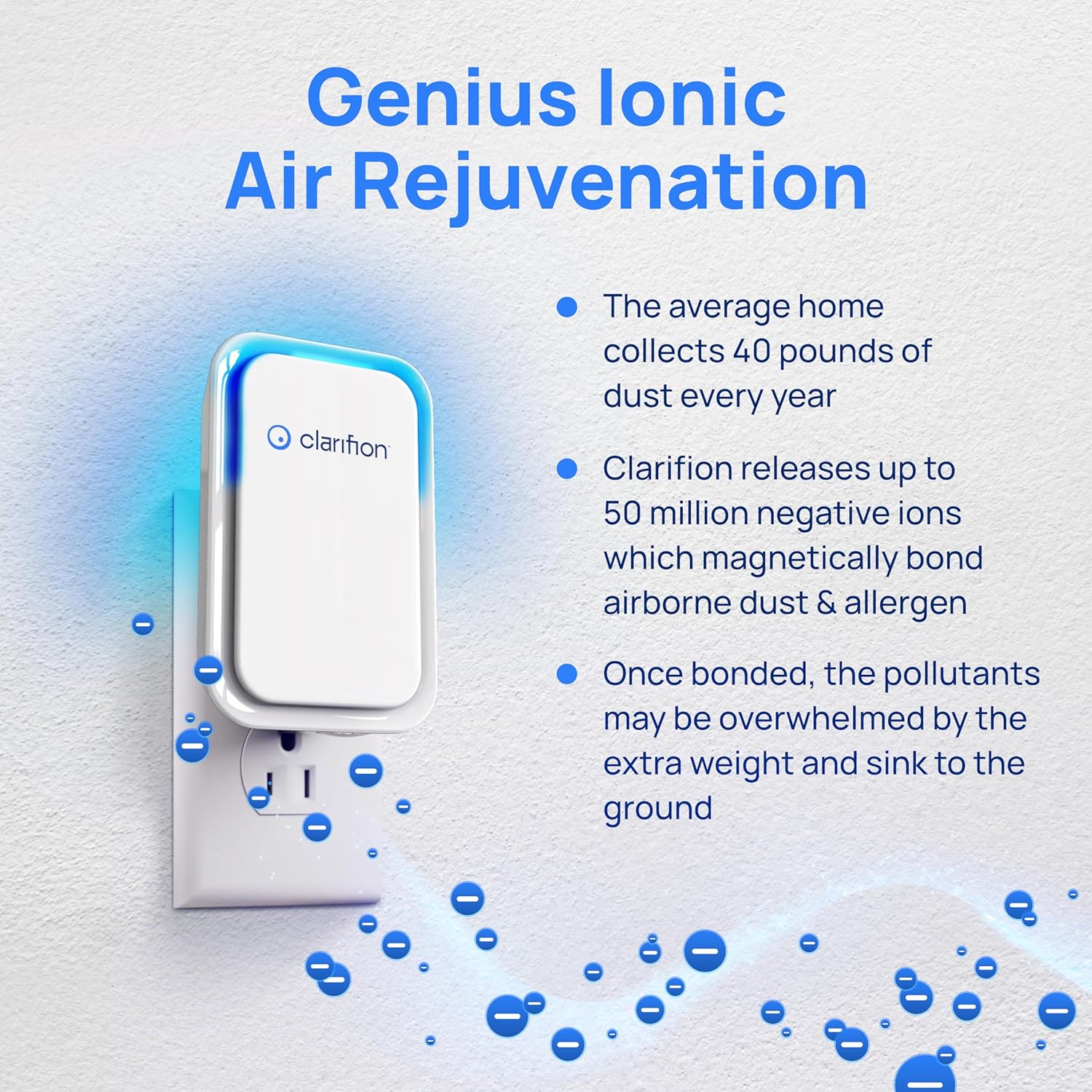 Clarifion Air Ionizer - Filterless Quiet Portable