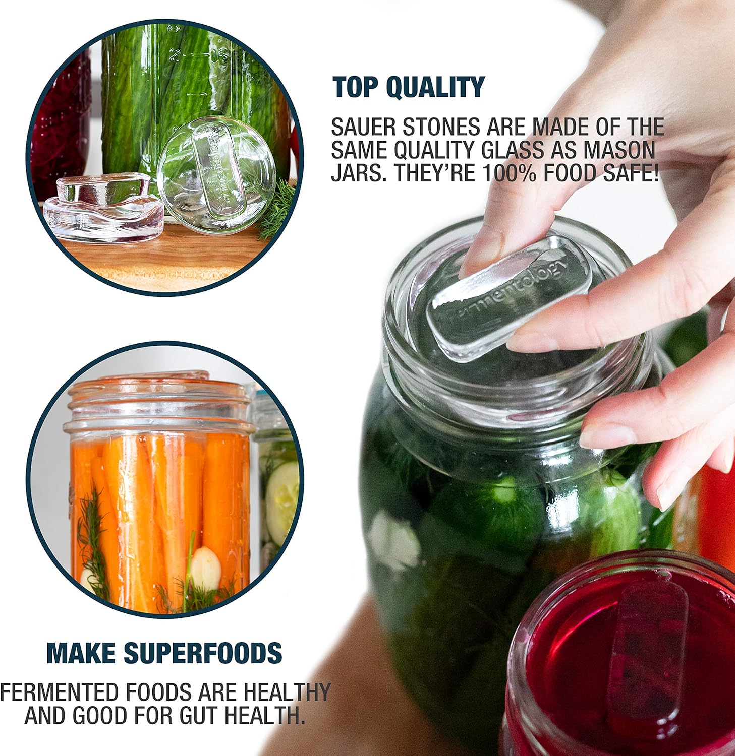 Sauer Stone Glass Weights Set of 4 for Mason Jars