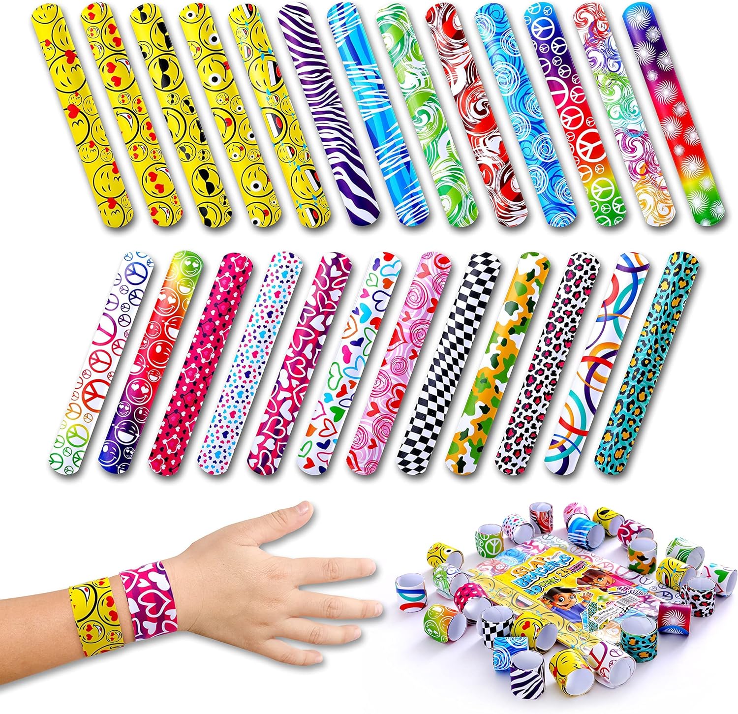 Giraffe Manufacturing 50-Pack Slap Bracelets for Kids
