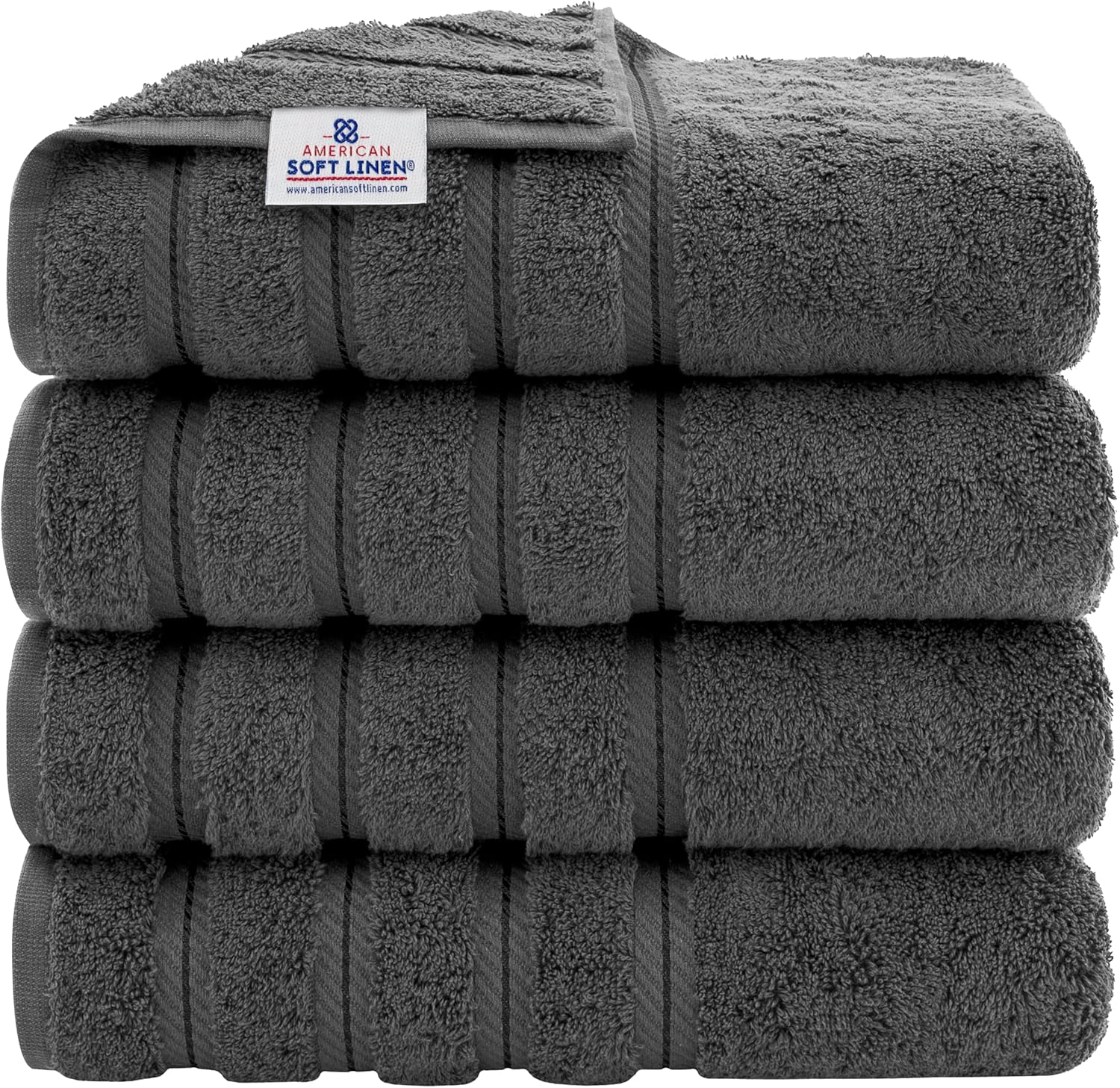 American Soft Linen 4 Piece Bath Towel Set Dark Gray