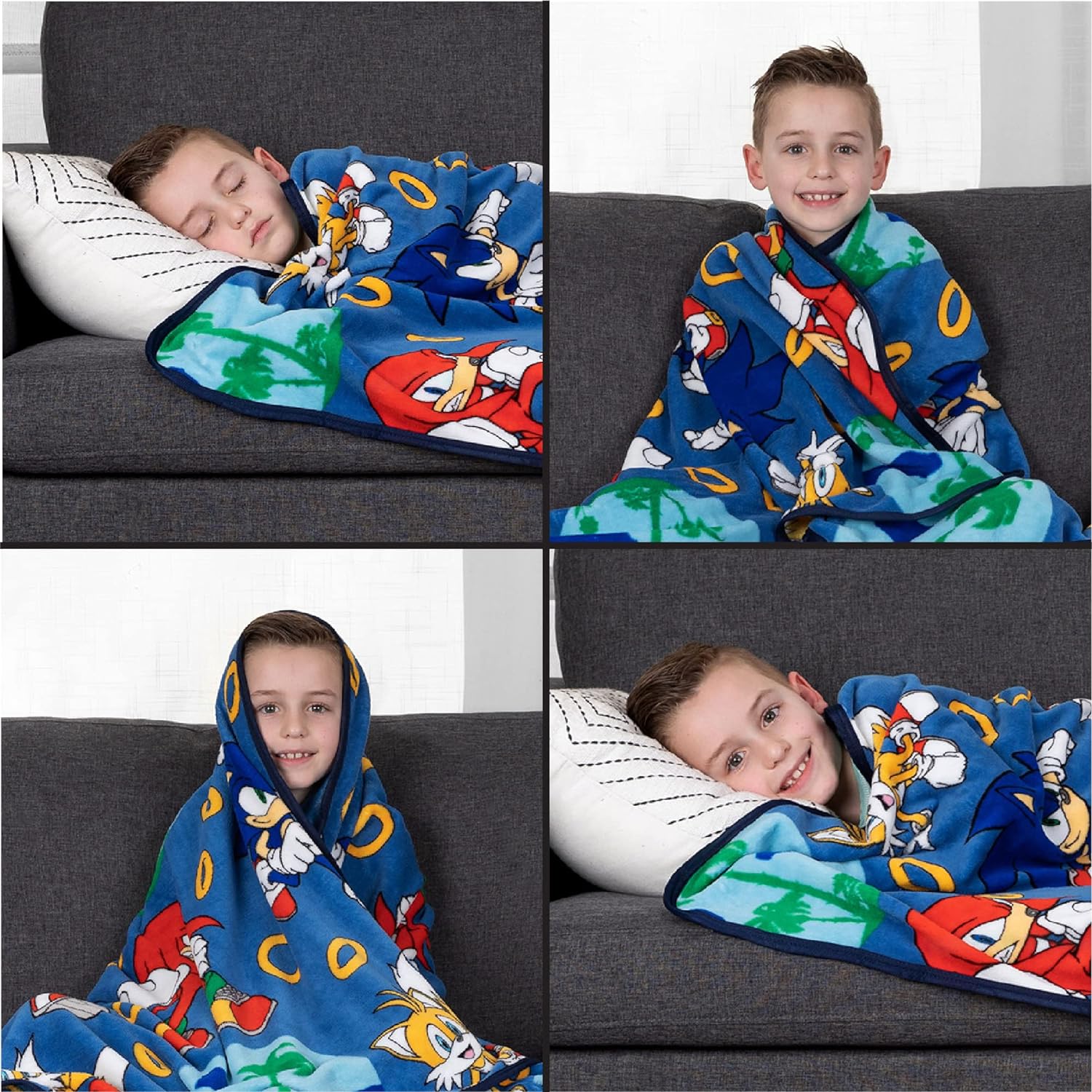 Franco Kids Plush Throw Blanket 46x60in Sonic The Hedgehog