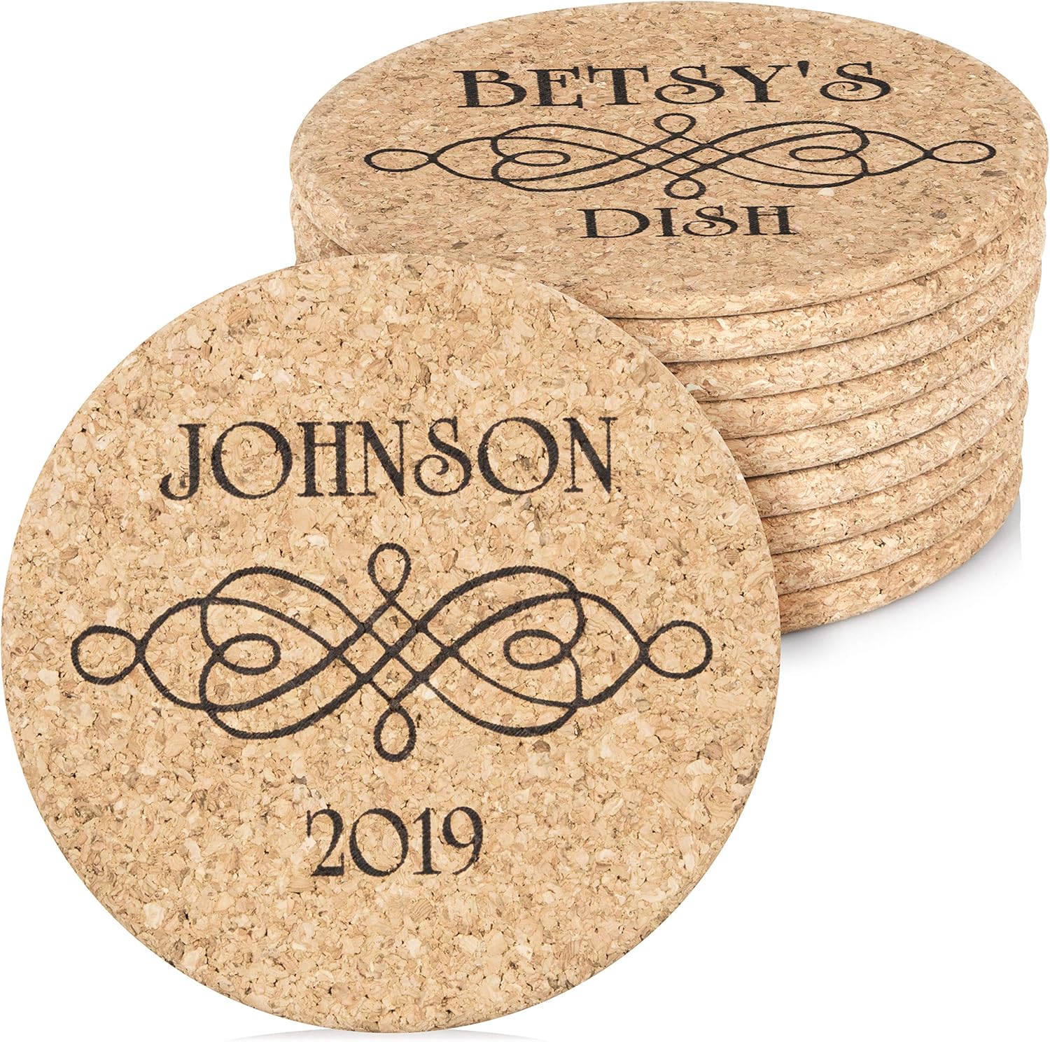 Custom Catch Personalized Cork Trivet Gift - 2 Trivets 7 Inch
