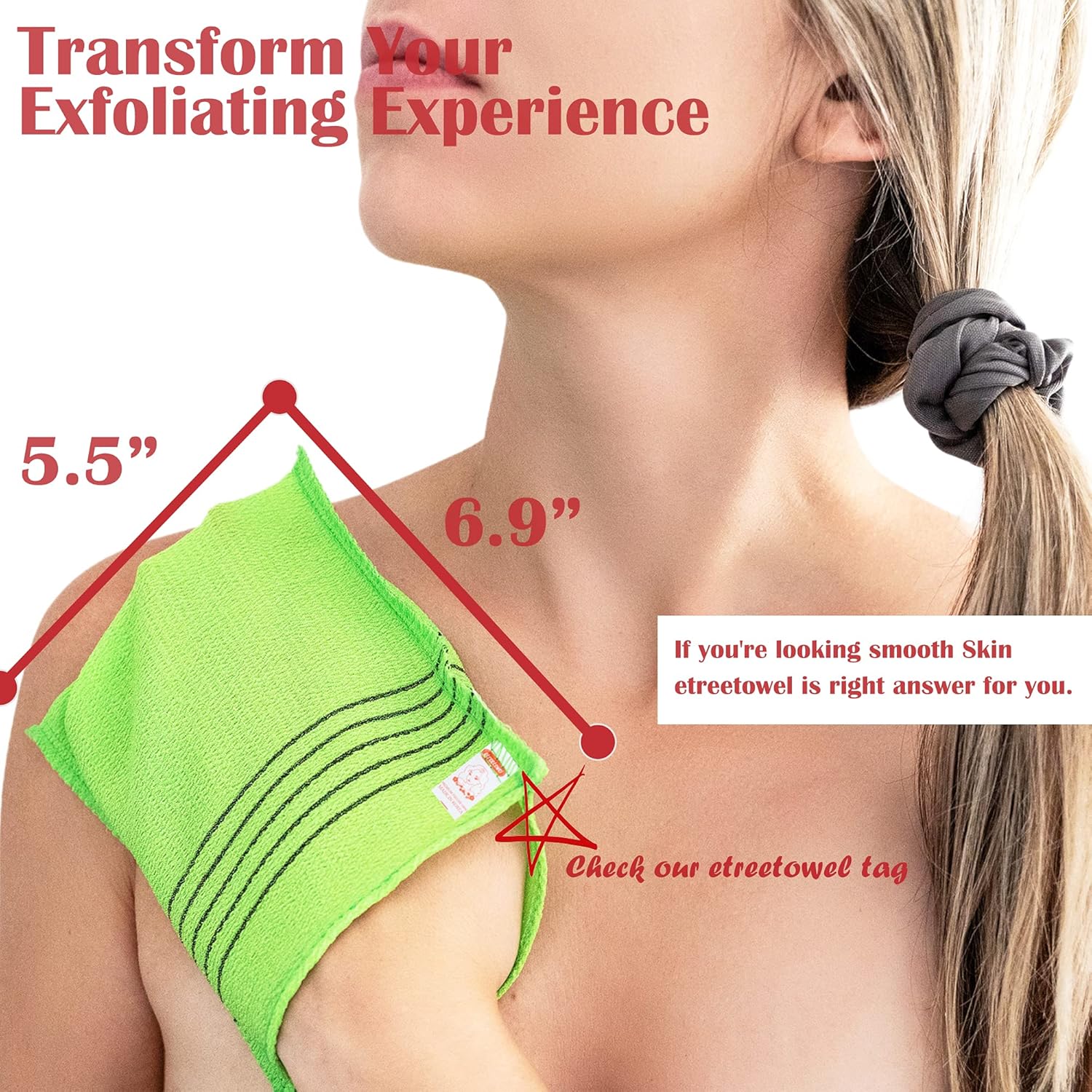 Anti-Shrink Korean Exfoliating Bath Mitt Scrub Washcloth 6 Pack