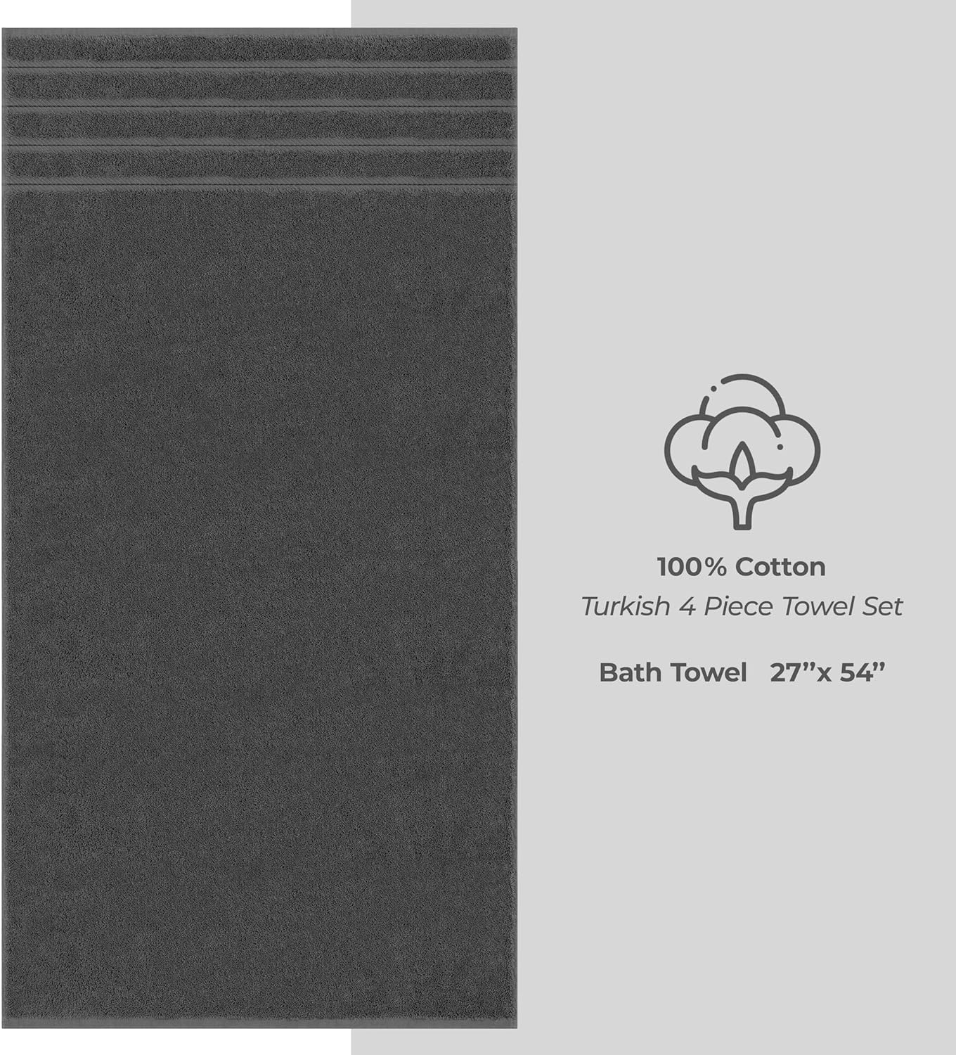 American Soft Linen 4 Piece Bath Towel Set Dark Gray
