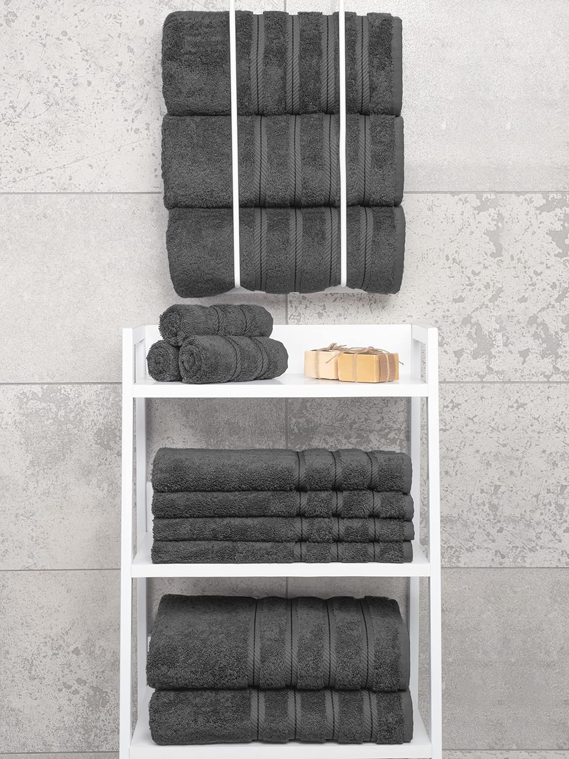 American Soft Linen 4 Piece Bath Towel Set Dark Gray