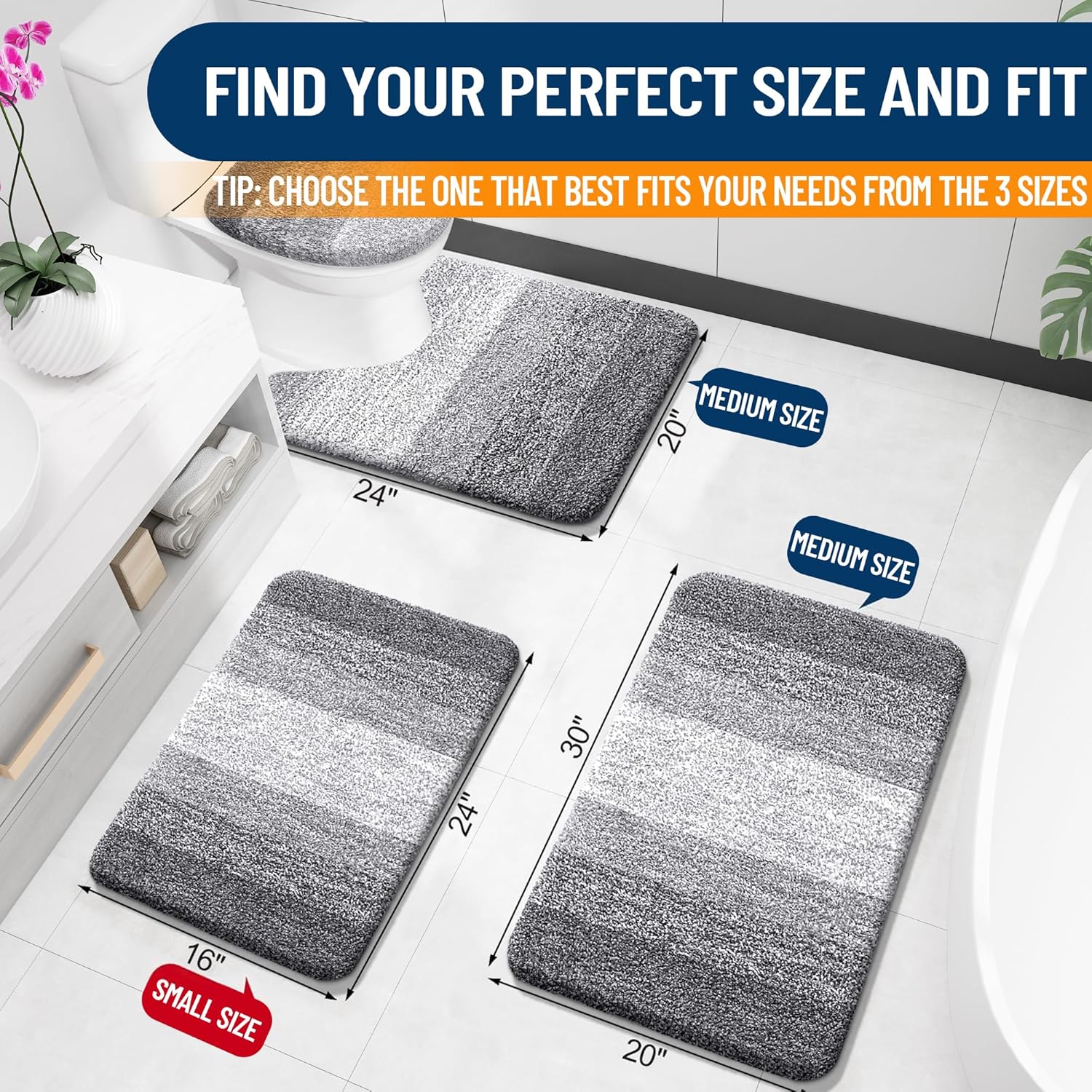 OLANLY 30x20 Plush Microfiber Bath Mat