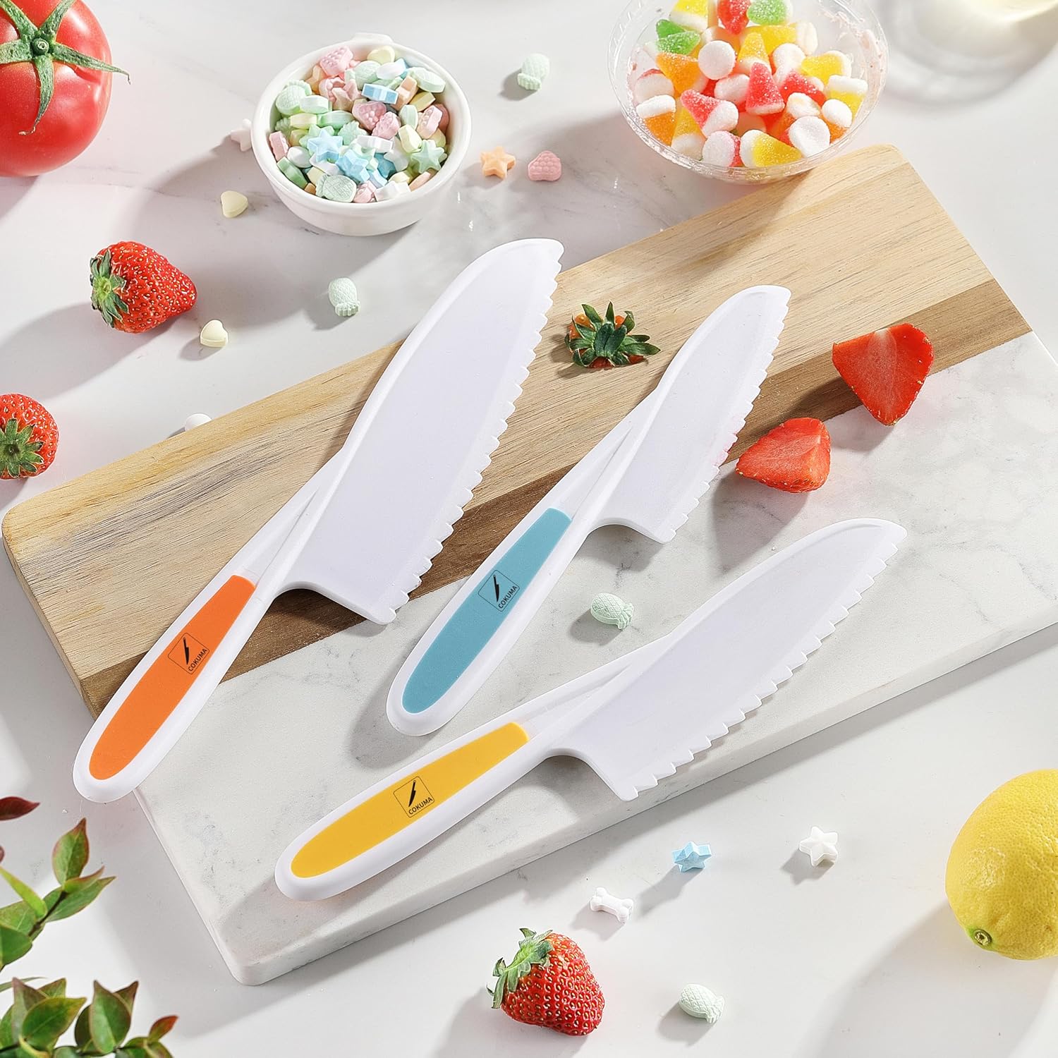 Toddler Knife Set with Serrated Edges for Safe Kids Cooking