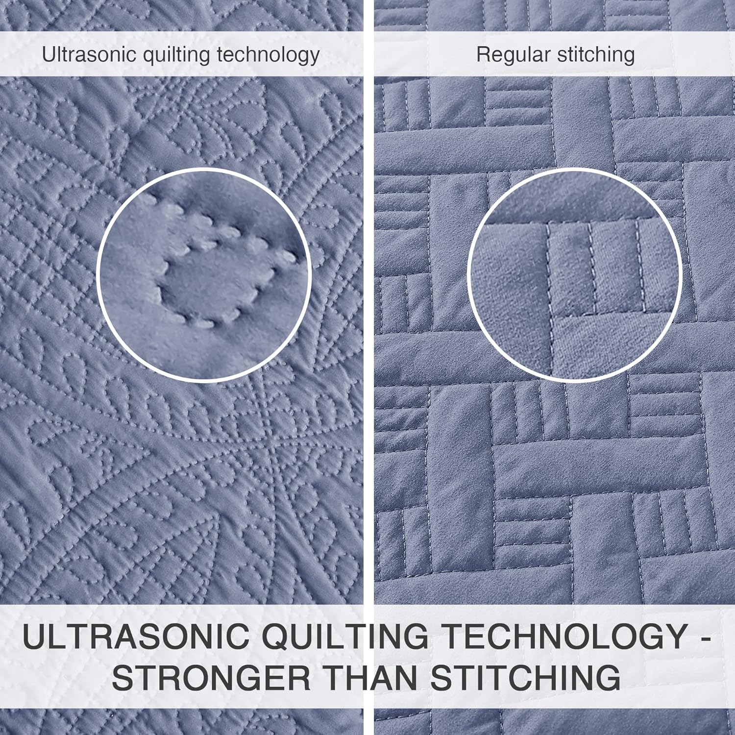 Loves Cabin Quilt Set Queen Blue with Coin Pattern