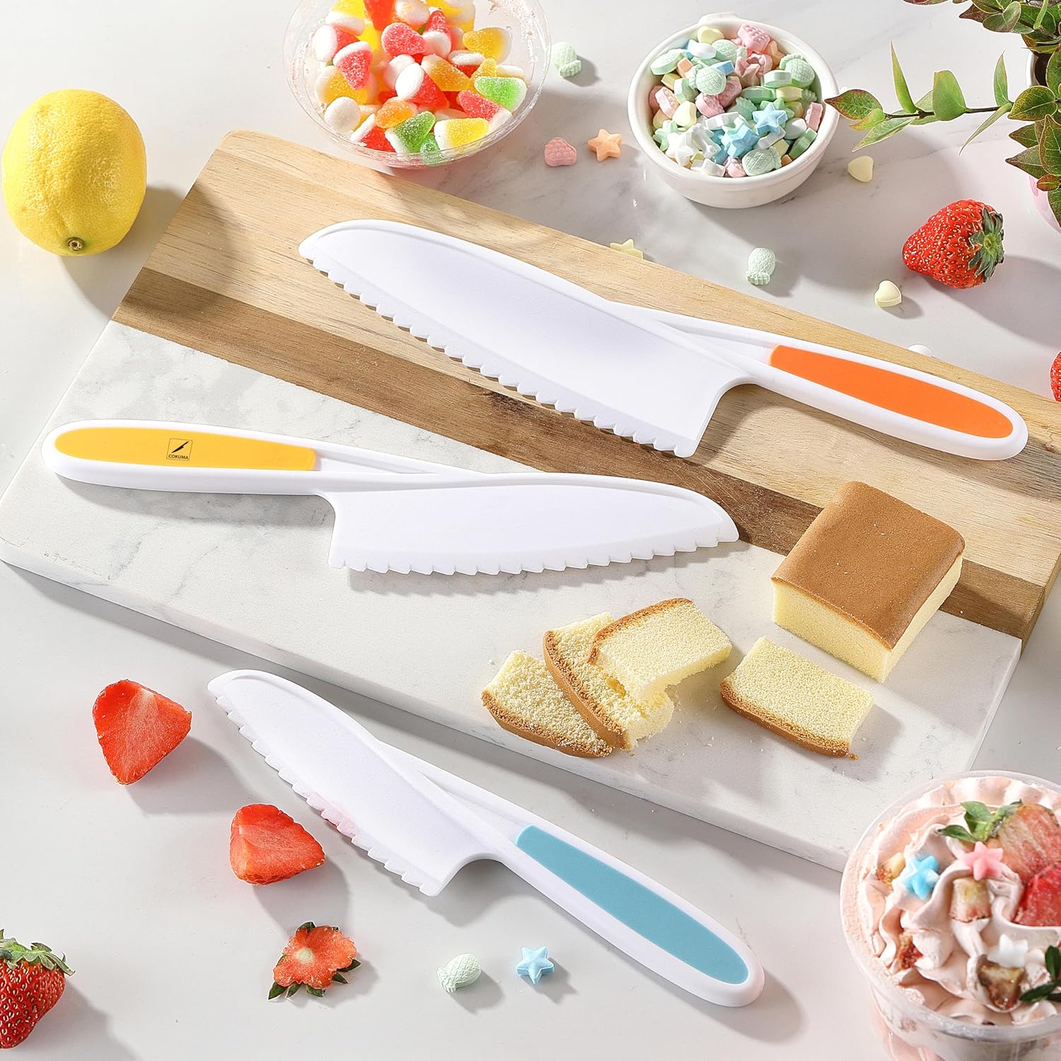 Toddler Knife Set with Serrated Edges for Safe Kids Cooking