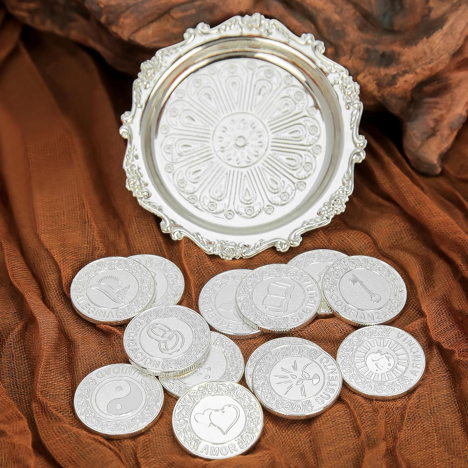TINGKU Silver Wedding Coins Set for Catholic Ceremony