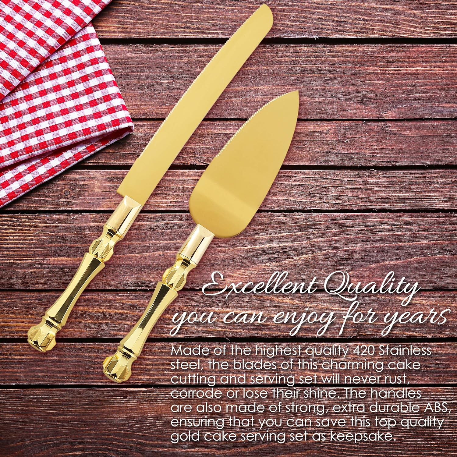 Homi Styles Gold Elegant Cake Knife and Server Set of 2