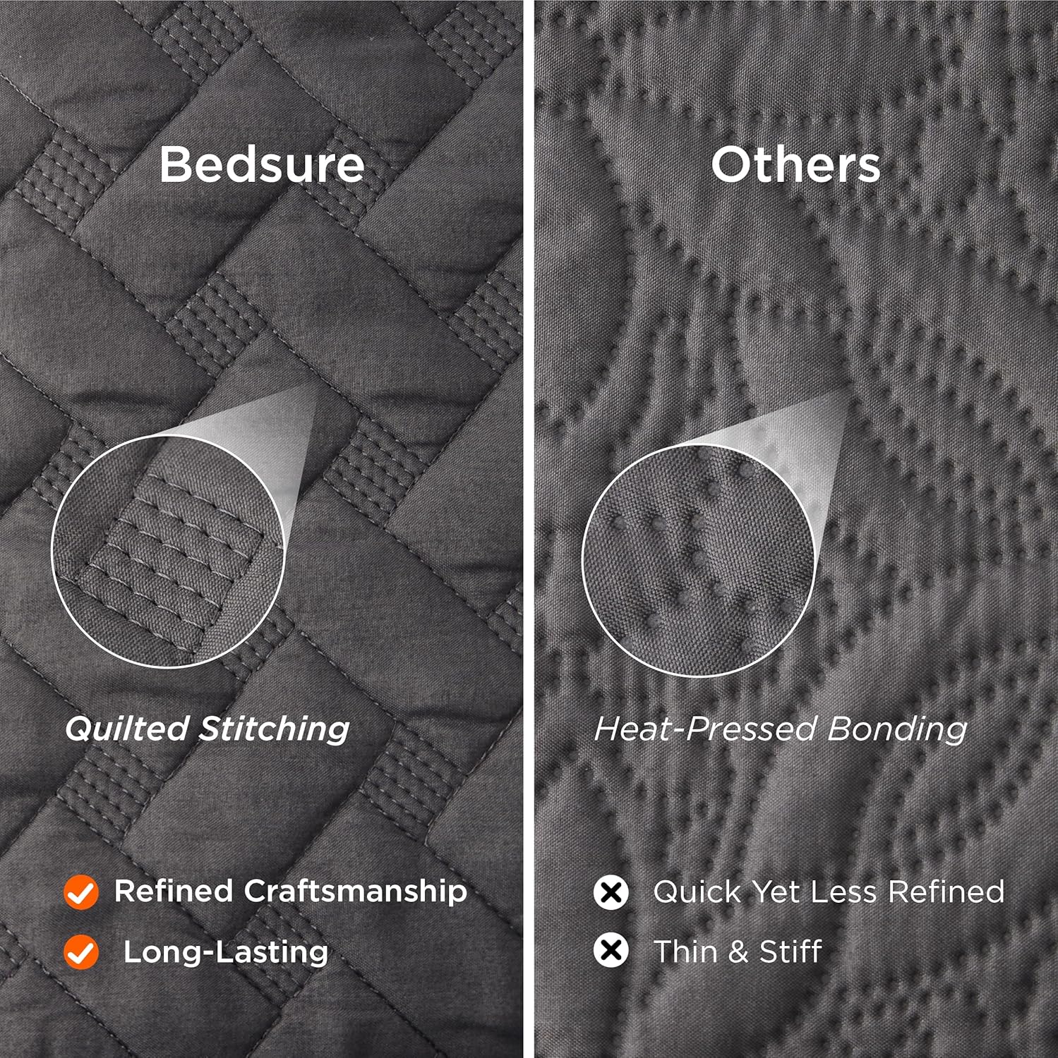 Bedsure King Size Quilt - Grey Basket Weave Bedspread
