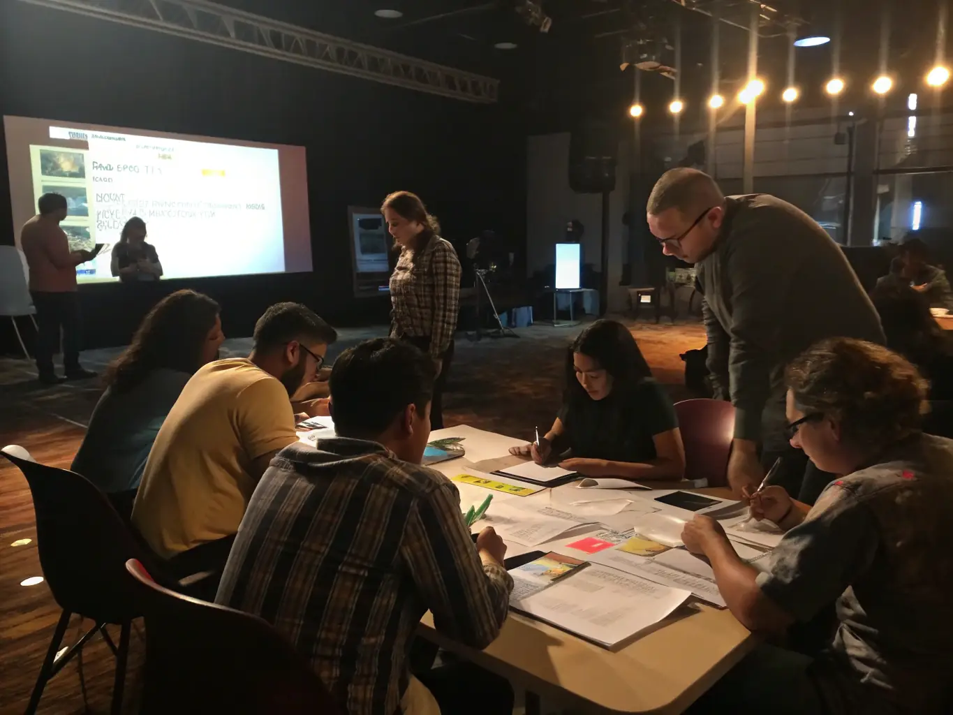 An image of a workshop where employees are engaged in change management training.